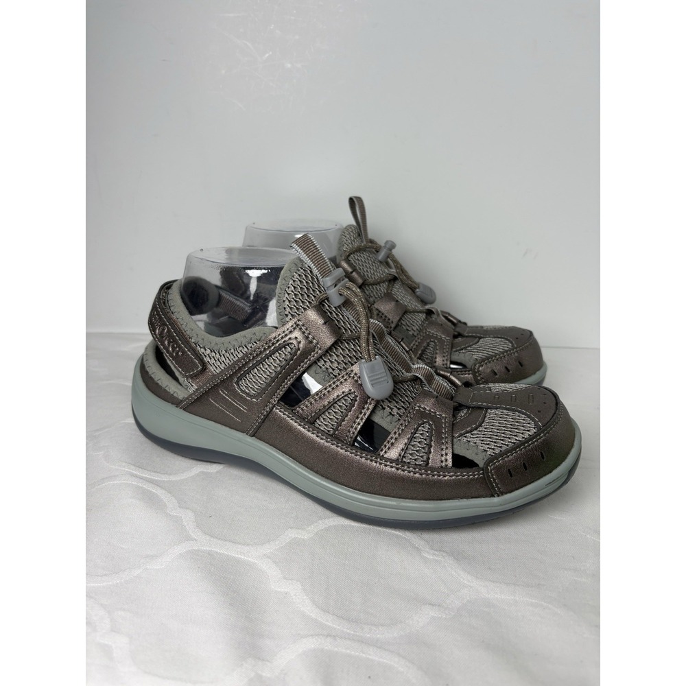 Orthofeet Shoes Womens 8.5M Verona Fisherman Sandal Pewter Orthotic Diabetic 997